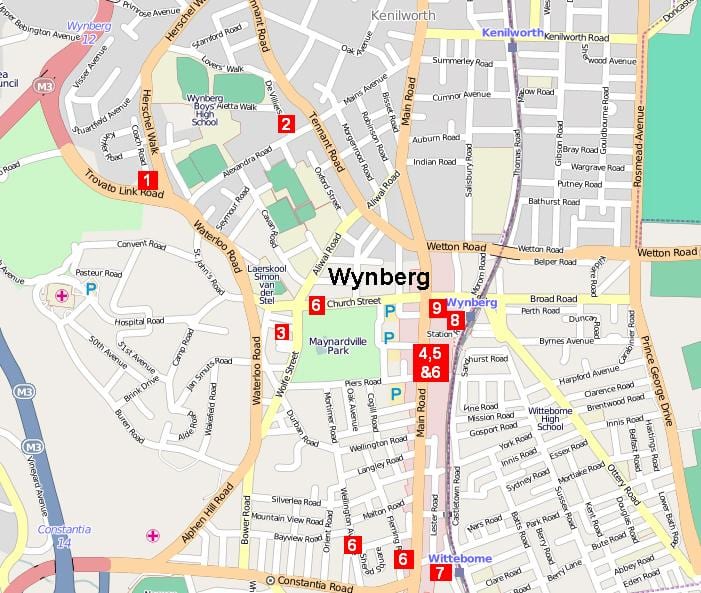  ਨਕਸ਼ਾ ਦੇ wynberg ਕੇਪ ਟਾਉਨ