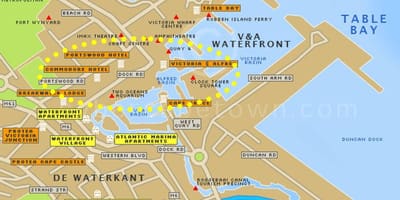 V&ਇੱਕ ਕੇਪ ਟਾਉਨ waterfront ਨਕਸ਼ਾ